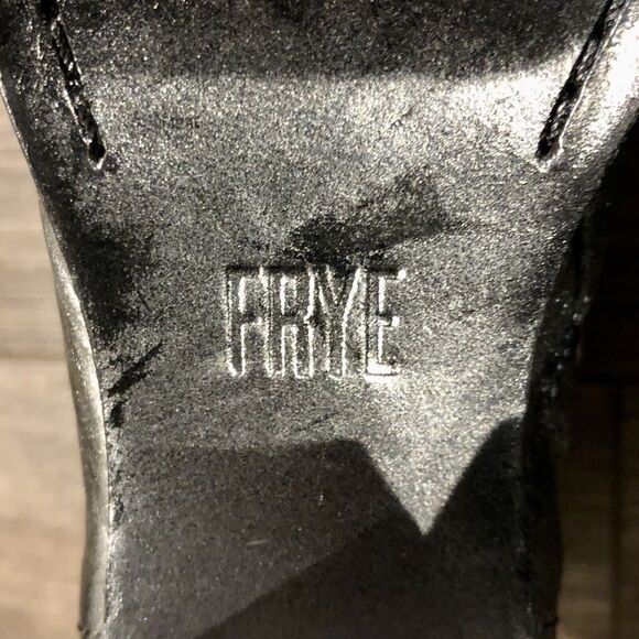 Frye Nora Ankle Boot 6 B Leather Gunmetal Metallic Side Zip Block Heel - Picture 8 of 11